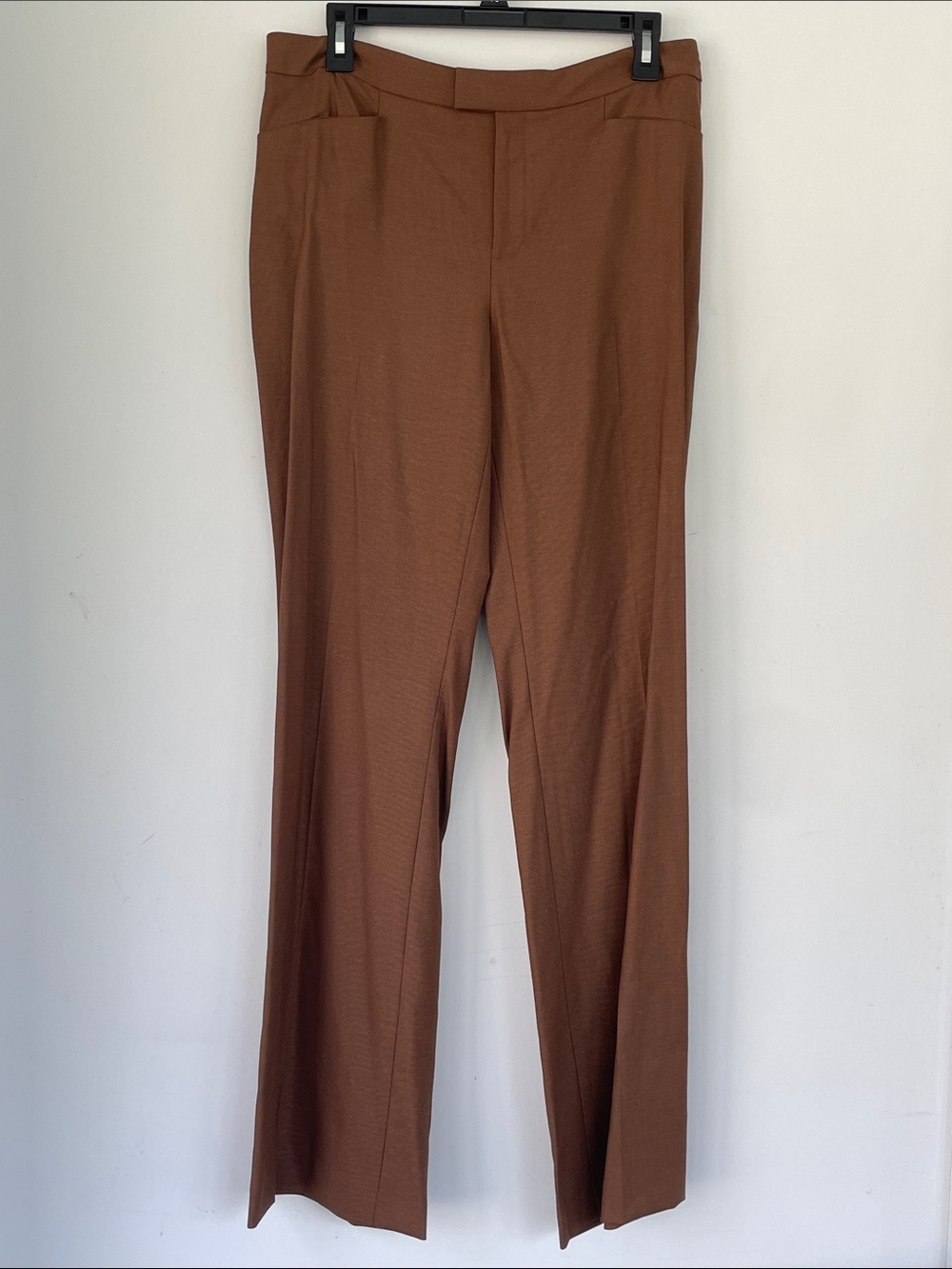 Ellen Tracy Wool Silk Blend  Classic Straight-Leg Women Dress Pants Brown 8 NEW